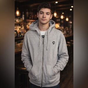 Wasted Gray Zip Up Hoodie | Men’s Large Streetwear